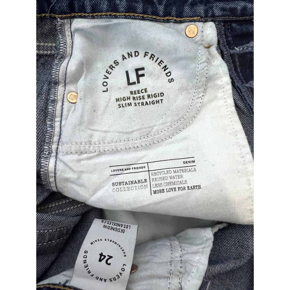 Lovers + Friends Reece High Rise Rigid Slim Straight Jeans Size 24 - Picture 5 of 8